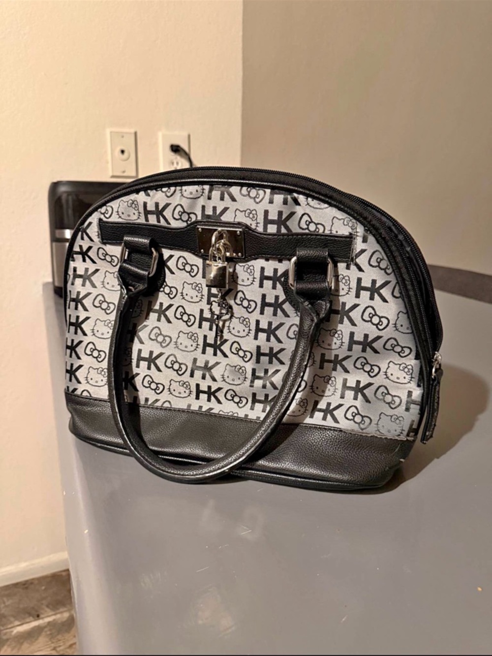 Black & White Hello Kitty Print Dome Satchel